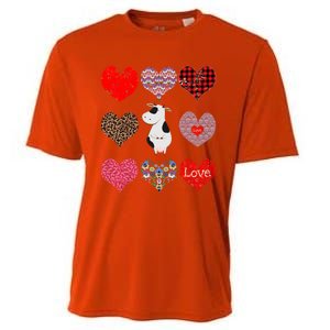 Cute Cow Funny Cow Lover Retro Hearts Pattern Valentines Day Gift Cooling Performance Crew T-Shirt