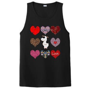 Cute Cow Funny Cow Lover Retro Hearts Pattern Valentines Day Gift PosiCharge Competitor Tank