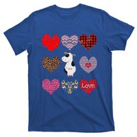 Cute Cow Funny Cow Lover Retro Hearts Pattern Valentines Day Gift T-Shirt