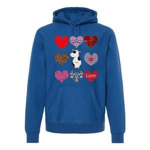 Cute Cow Funny Cow Lover Retro Hearts Pattern Valentines Day Gift Premium Hoodie