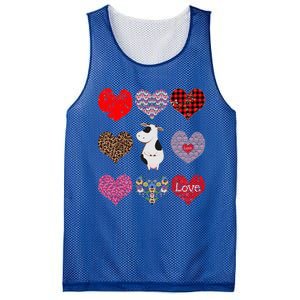 Cute Cow Funny Cow Lover Retro Hearts Pattern Valentines Day Gift Mesh Reversible Basketball Jersey Tank