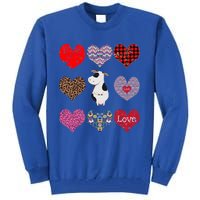 Cute Cow Funny Cow Lover Retro Hearts Pattern Valentines Day Gift Tall Sweatshirt