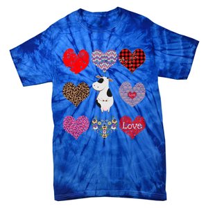 Cute Cow Funny Cow Lover Retro Hearts Pattern Valentines Day Gift Tie-Dye T-Shirt