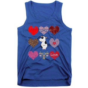 Cute Cow Funny Cow Lover Retro Hearts Pattern Valentines Day Gift Tank Top