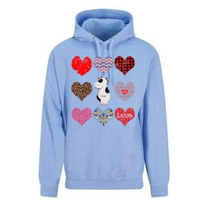 Cute Cow Funny Cow Lover Retro Hearts Pattern Valentines Day Gift Unisex Surf Hoodie