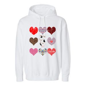 Cute Cow Funny Cow Lover Retro Hearts Pattern Valentines Day Gift Garment-Dyed Fleece Hoodie