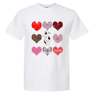 Cute Cow Funny Cow Lover Retro Hearts Pattern Valentines Day Gift Garment-Dyed Heavyweight T-Shirt