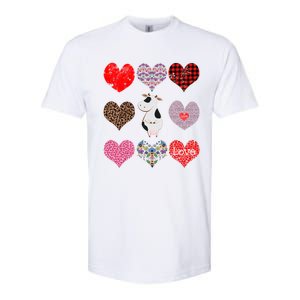 Cute Cow Funny Cow Lover Retro Hearts Pattern Valentines Day Gift Softstyle CVC T-Shirt