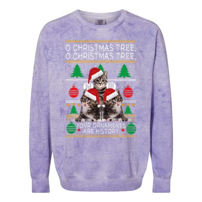 Cats Christmas Funny Ornaments Pajama Family Gift Colorblast Crewneck Sweatshirt