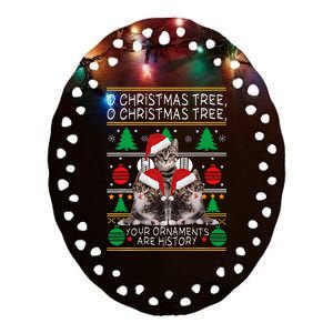 Cats Christmas Funny Ornaments Pajama Family Gift Ceramic Oval Ornament