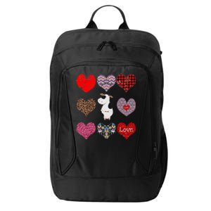 Cute Cow Funny Cow Lover Retro Hearts Pattern Valentines Day Cute Gift City Backpack