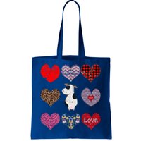 Cute Cow Funny Cow Lover Retro Hearts Pattern Valentines Day Cute Gift Tote Bag