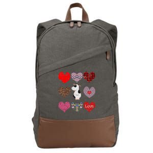 Cute Cow Funny Cow Lover Retro Hearts Pattern Valentines Day Cute Gift Cotton Canvas Backpack