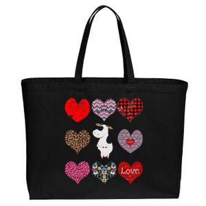 Cute Cow Funny Cow Lover Retro Hearts Pattern Valentines Day Cute Gift Cotton Canvas Jumbo Tote