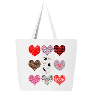 Cute Cow Funny Cow Lover Retro Hearts Pattern Valentines Day Cute Gift 25L Jumbo Tote