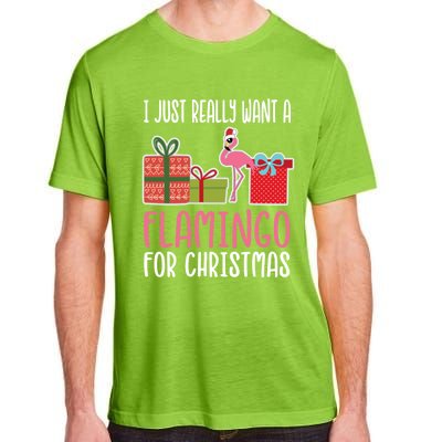 Cute Christmas Flamingo I Want A Flamingo Gift Adult ChromaSoft Performance T-Shirt