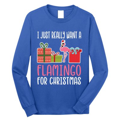 Cute Christmas Flamingo I Want A Flamingo Gift Long Sleeve Shirt