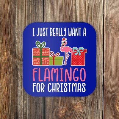 Cute Christmas Flamingo I Want A Flamingo Gift Coaster