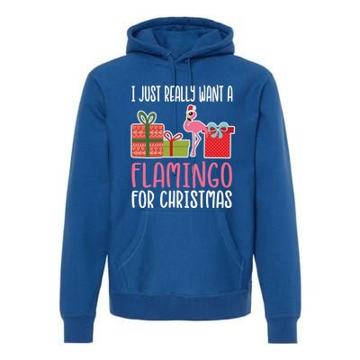 Cute Christmas Flamingo I Want A Flamingo Gift Premium Hoodie