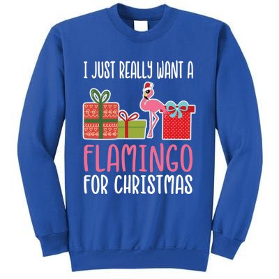 Cute Christmas Flamingo I Want A Flamingo Gift Tall Sweatshirt