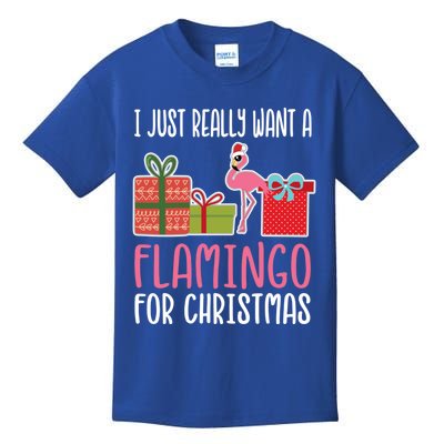 Cute Christmas Flamingo I Want A Flamingo Gift Kids T-Shirt