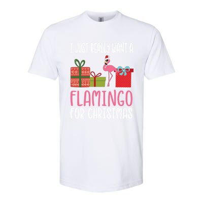 Cute Christmas Flamingo I Want A Flamingo Gift Softstyle® CVC T-Shirt