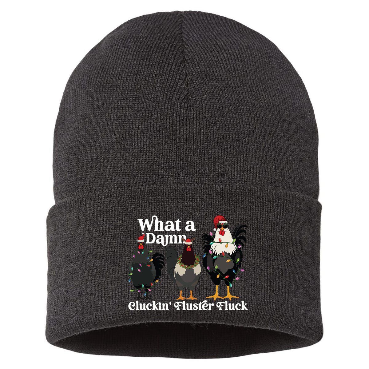 Christmas Chicken Funny Sustainable Knit Beanie