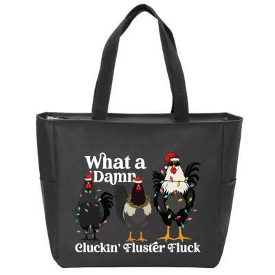Christmas Chicken Funny Zip Tote Bag