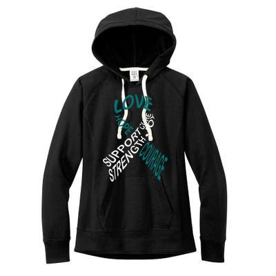 Cervical Cancer Fight Cancer Ribbon Women's Fleece Hoodie