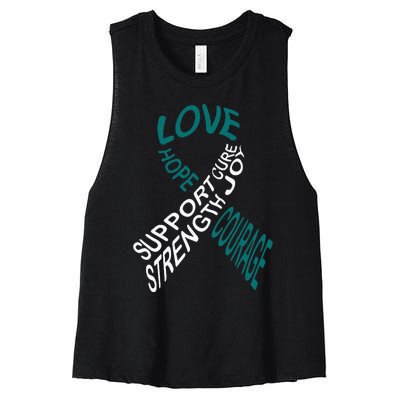 Cervical Cancer Fight Cancer Ribbon Women's Racerback Cropped Tank