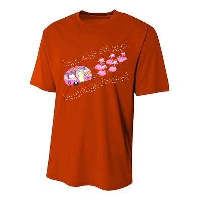 Christmas Camping Flamingo Sleigh Gift Funny Camper Performance Sprint T-Shirt