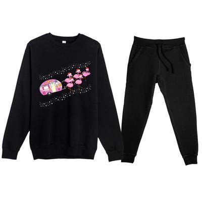 Christmas Camping Flamingo Sleigh Gift Funny Camper Premium Crewneck Sweatsuit Set