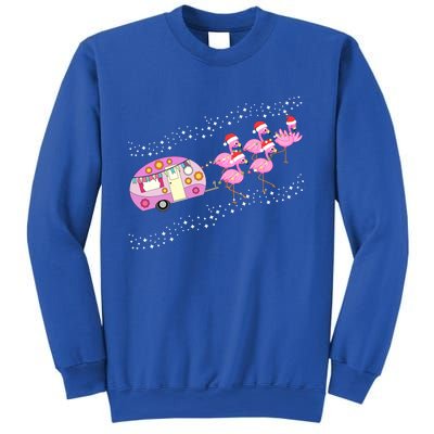 Christmas Camping Flamingo Sleigh Gift Funny Camper Sweatshirt