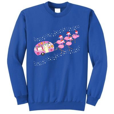 Christmas Camping Flamingo Sleigh Gift Funny Camper Tall Sweatshirt