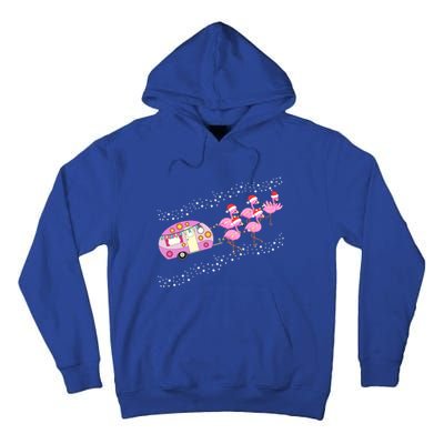 Christmas Camping Flamingo Sleigh Gift Funny Camper Tall Hoodie