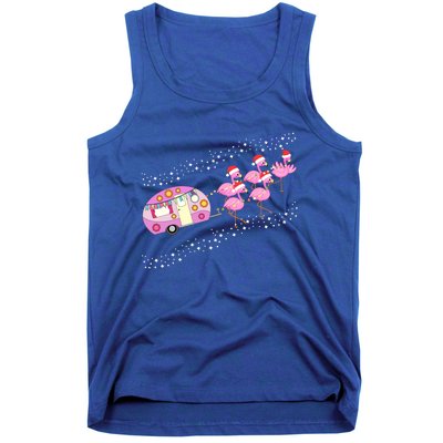 Christmas Camping Flamingo Sleigh Gift Funny Camper Tank Top