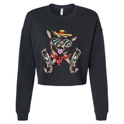 Cow Chihuahua Fun Western Style Gift Cropped Pullover Crew