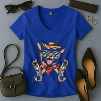 Cow Chihuahua Fun Western Style Gift Women's V-Neck T-Shirt