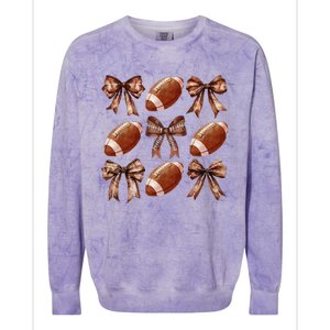 Cheer Coquette Football Bow Football Colorblast Crewneck Sweatshirt