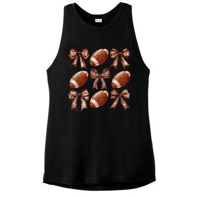 Cheer Coquette Football Bow Football Ladies PosiCharge Tri-Blend Wicking Tank