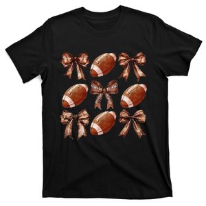 Cheer Coquette Football Bow Football T-Shirt