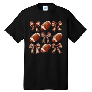 Cheer Coquette Football Bow Football Tall T-Shirt