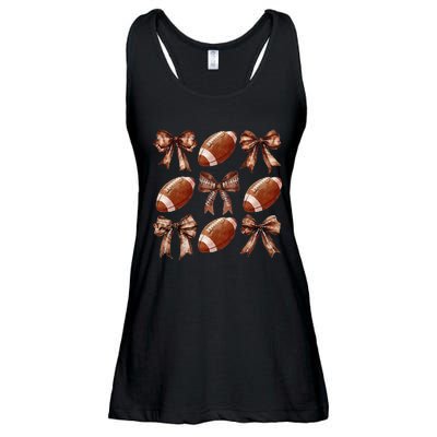 Cheer Coquette Football Bow Football Ladies Essential Flowy Tank