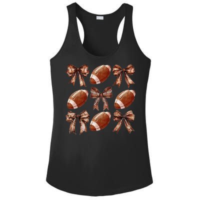 Cheer Coquette Football Bow Football Ladies PosiCharge Competitor Racerback Tank