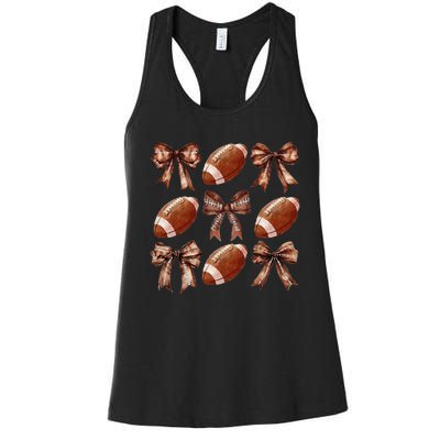 Cheer Coquette Football Bow Football Women's Racerback Tank