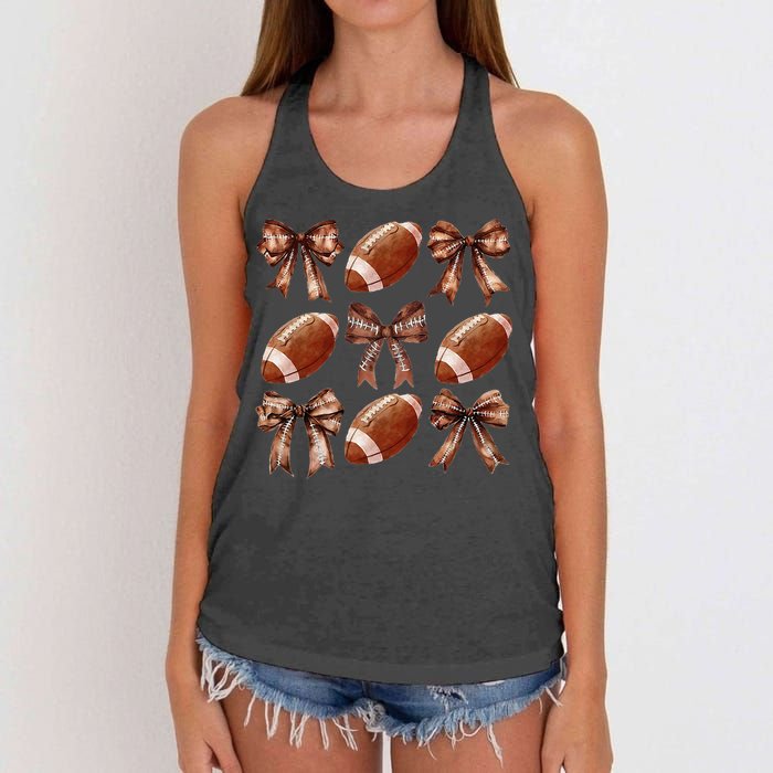 Cheer Coquette Football Bow Football Women's Knotted Racerback Tank