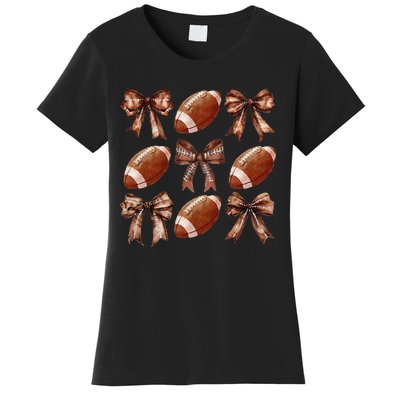 Cheer Coquette Football Bow Football Women's T-Shirt