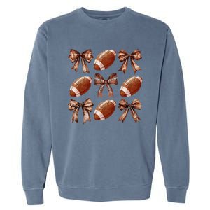 Cheer Coquette Football Bow Football Garment-Dyed Sweatshirt