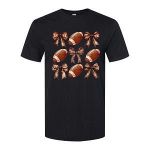 Cheer Coquette Football Bow Football Softstyle CVC T-Shirt