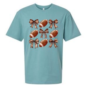 Cheer Coquette Football Bow Football Sueded Cloud Jersey T-Shirt